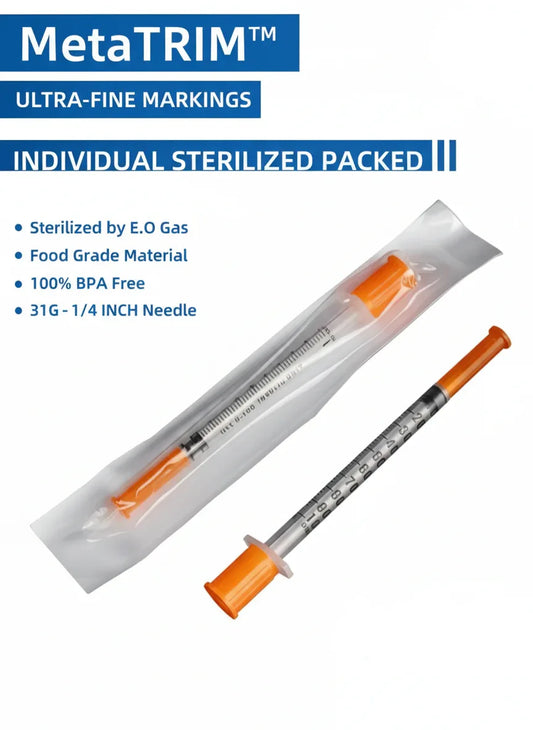 U-100 Insulin Delivery Device for Diabetic Care full Box of 100 Free Shipping - MetaTRIM Health