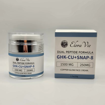 GHK-CU + SNAP-8 Dual Peptide Anti-Aging Copper Glow Face Cream + Derma Roller Free - MetaTRIM Health