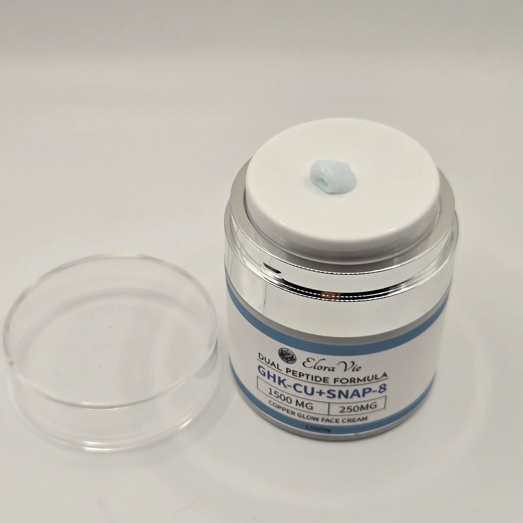GHK-CU + SNAP-8 Dual Peptide Anti-Aging Copper Glow Face Cream + Derma Roller Free - MetaTRIM Health