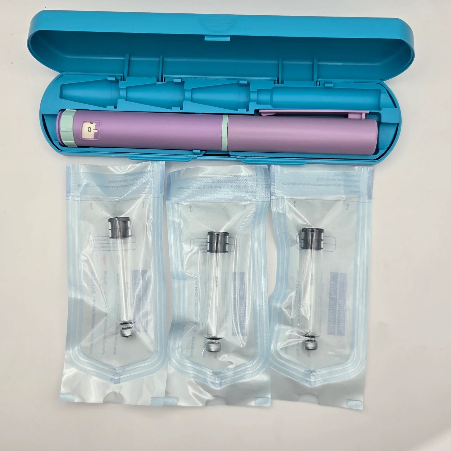 New Reusable 60-Unit Injection Pen w/ Case + (3) 3ml Peptide Vials without Needles FREE SHIPPING - MetaTRIM Health