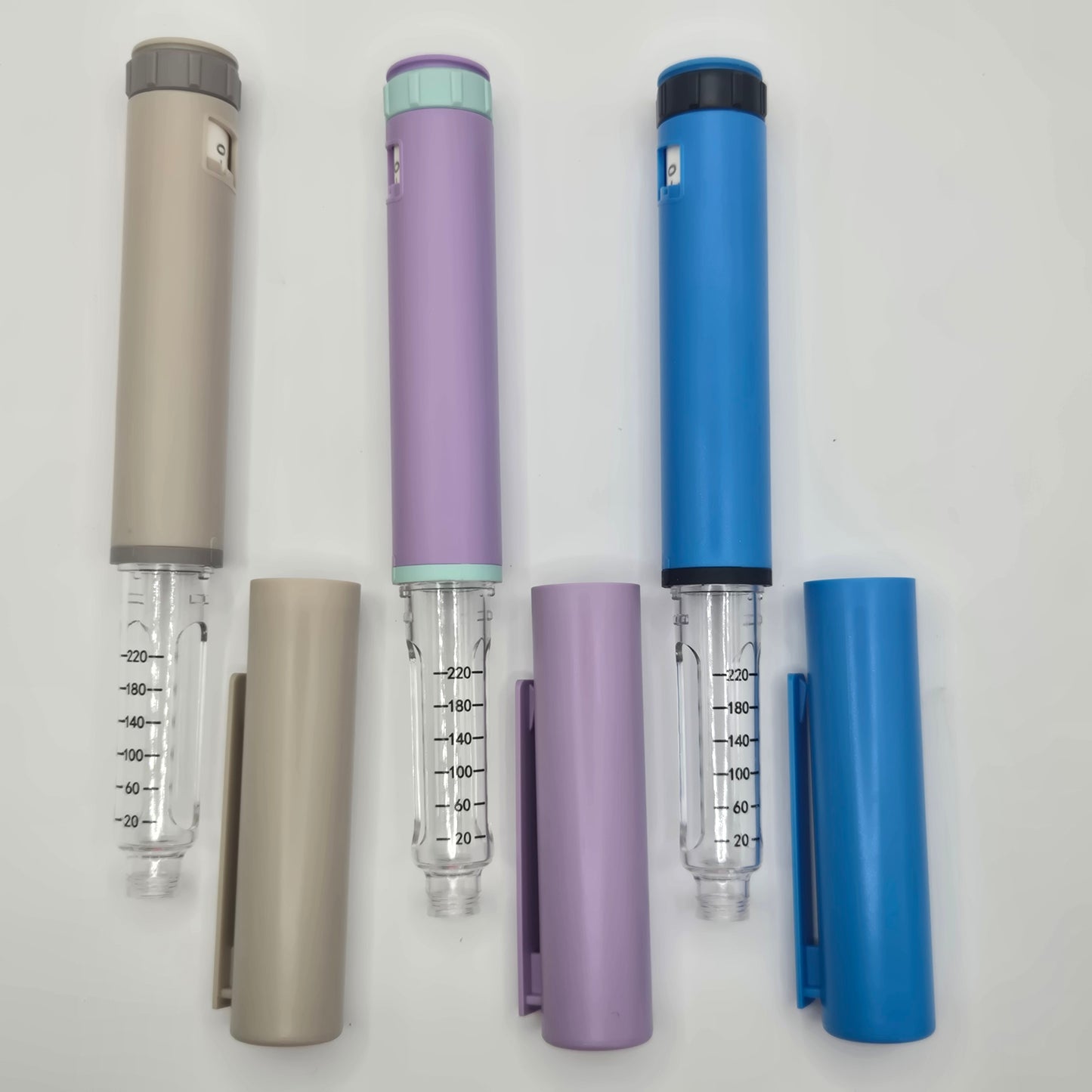 New Reusable 60-Unit Injection Pen w/ Case +  (3) 3ml Peptide Vials without Needles FREE SHIPPING
