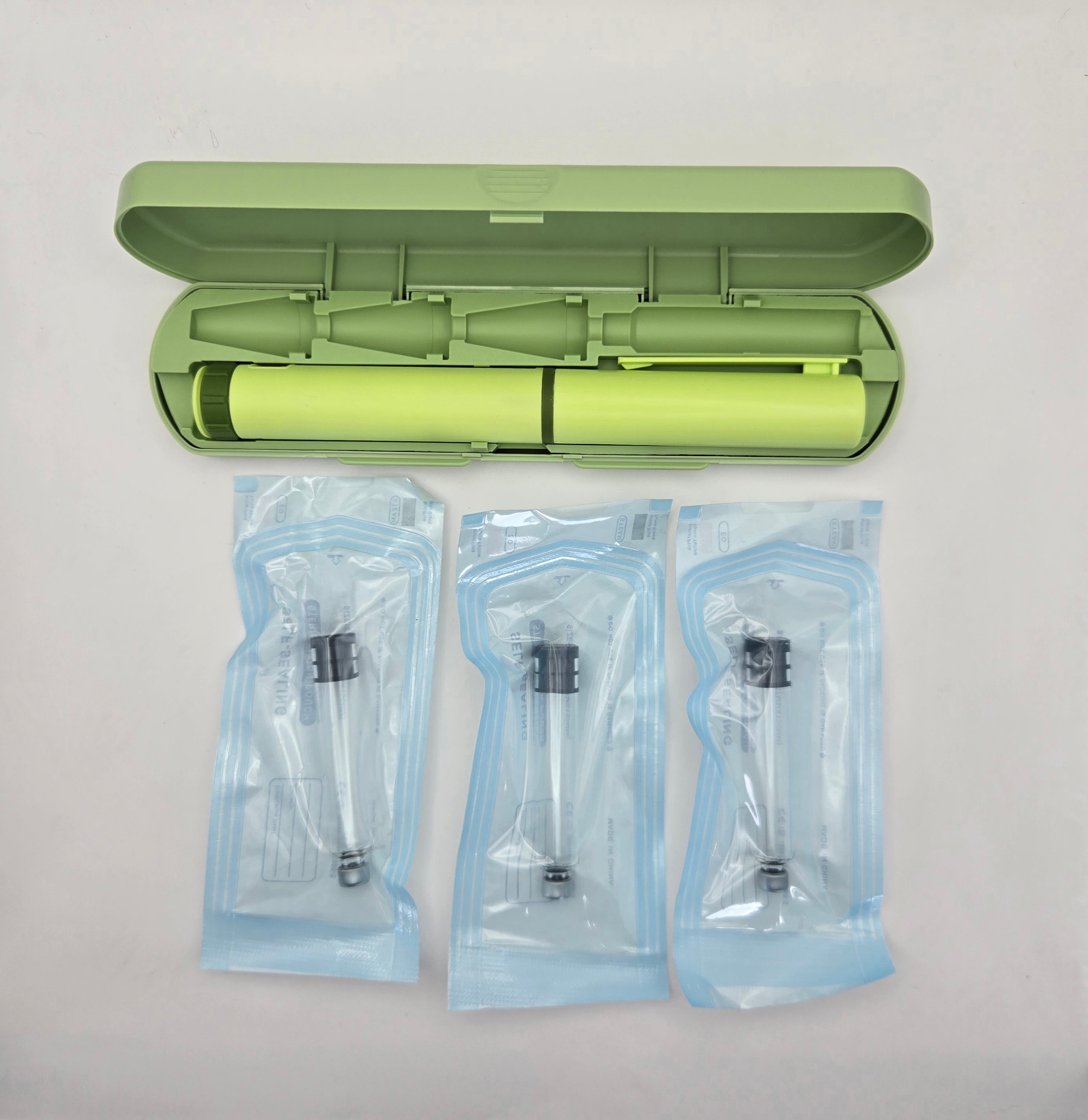 New Reusable 60-Unit Injection Pen w/ Case +  (3) 3ml Peptide Vials without Needles FREE SHIPPING
