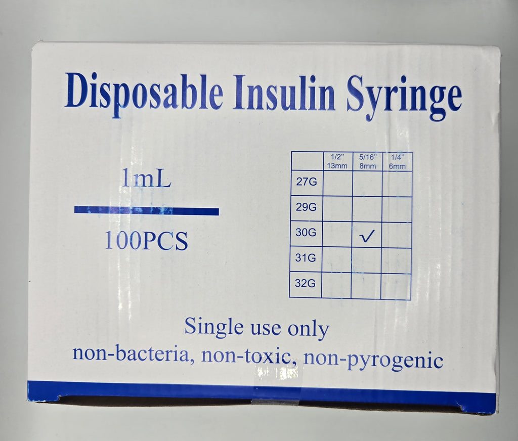 U-100 30g 8mm Insulin Delivery Device for Diabetic Care full Box of 100 Free Shipping