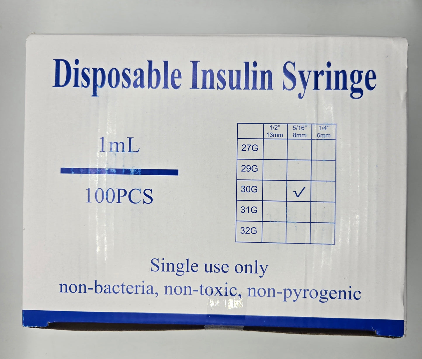 U-100 30g 8mm Insulin Delivery Device for Diabetic Care full Box of 100 Free Shipping