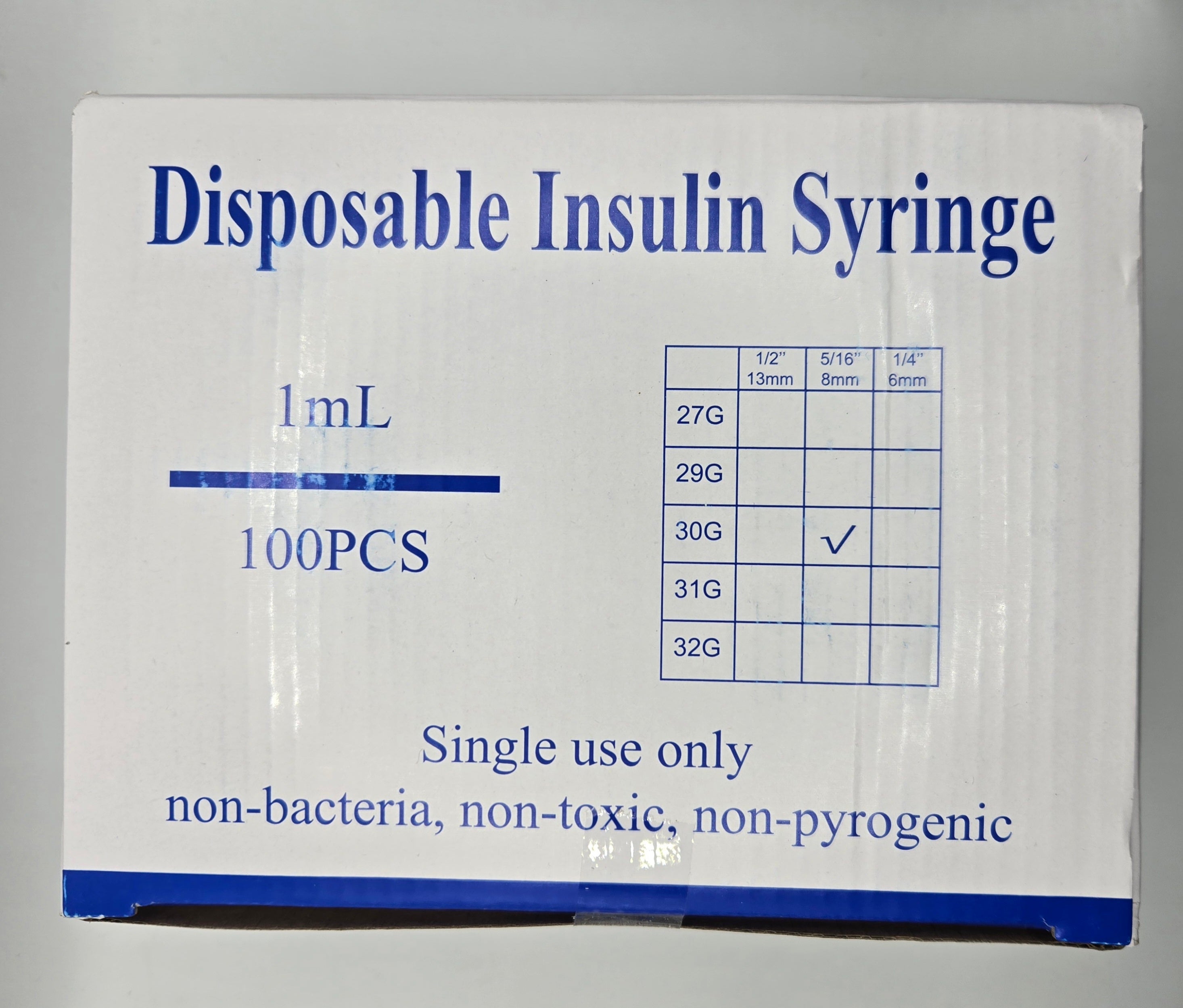 U-100 30g 8mm Insulin Delivery Device for Diabetic Care full Box of 100 Free Shipping