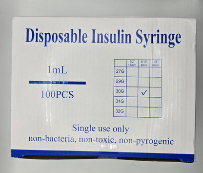 U-100 30g 8mm Insulin Delivery Device for Diabetic Care full Box of 100 Free Shipping