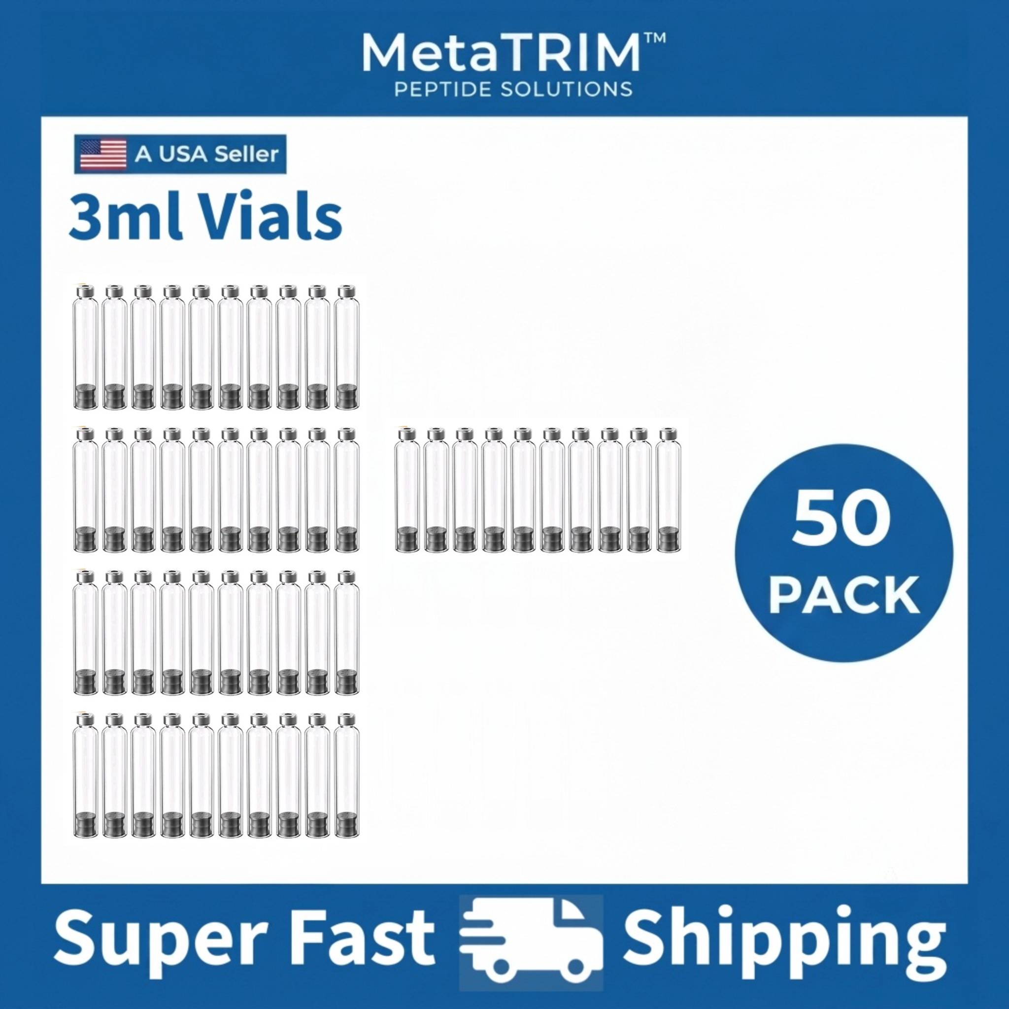 MetaTRIM™ Sterile 3ml Peptide Injection Pen Glass Cartridges | 10, 20, 30 & 50 Packs