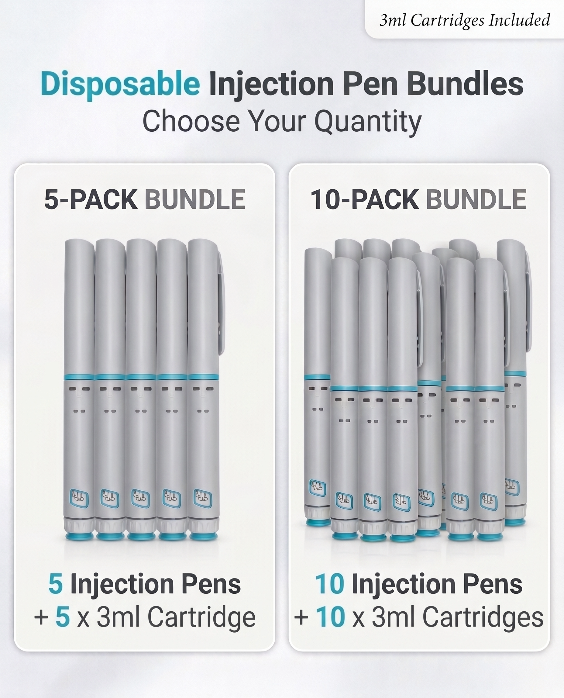 NEW Disposable 60iu Peptide Injection Pen Bundle with sterilized 3ml Vials