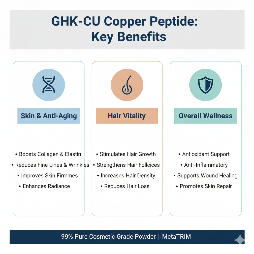 MetaTRIM GHK-Cu Copper Peptide Powder - 99.93% Pure - 756mg Active Peptide