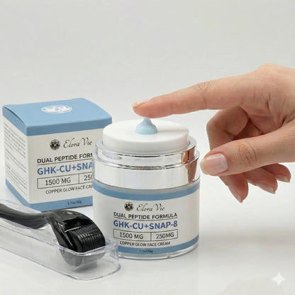 GHK-CU + SNAP-8 Dual Peptide Anti-Aging Copper Glow Face Cream + Derma Roller Free - MetaTRIM Health