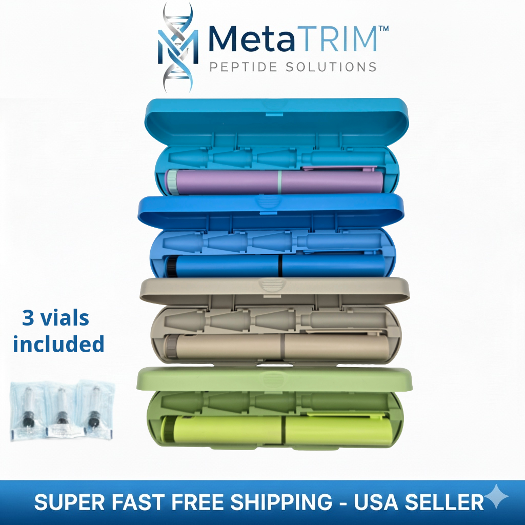 New Reusable 60-Unit Injection Pen w/ Case +  (3) 3ml Peptide Vials without Needles FREE SHIPPING